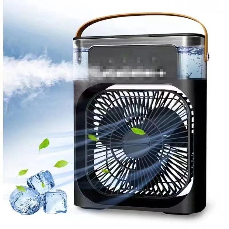 Ventilador portátil de ar condicionado, ventilador elétrico, luz noturna LED, névoa de água, diversão 3 em 1, ar umidifie para casa - Easy Pick