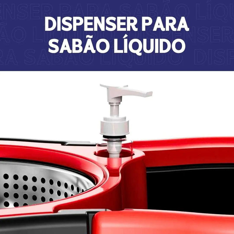 Rodo Giratório Com Cesto Em Inox C/2 Refil e Dispense Para Sabão - Easy Pick