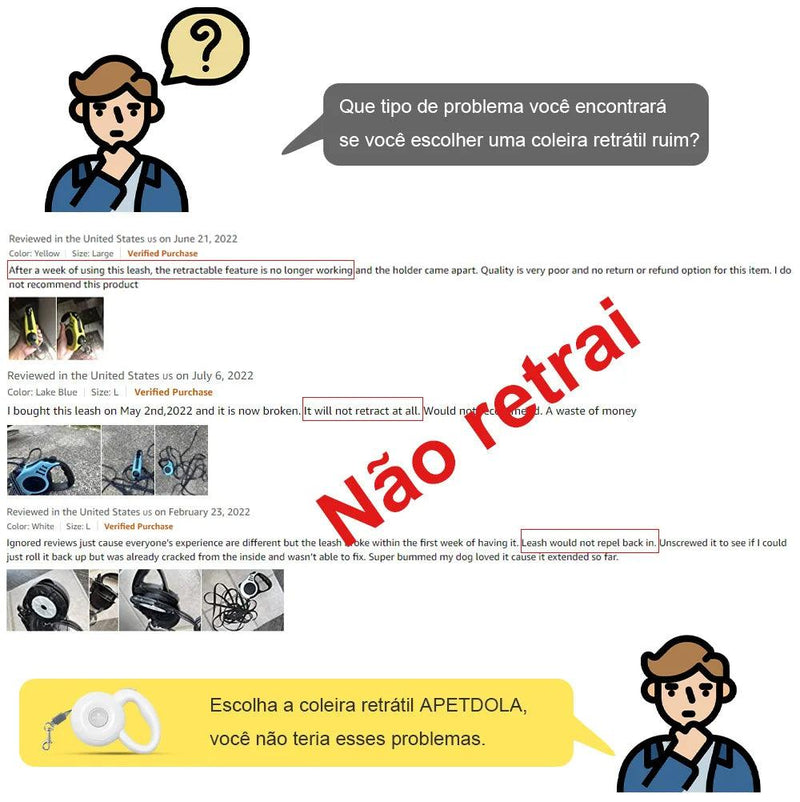 Coleira de cães trela retrátil automático do chicote de fios - Easy Pick