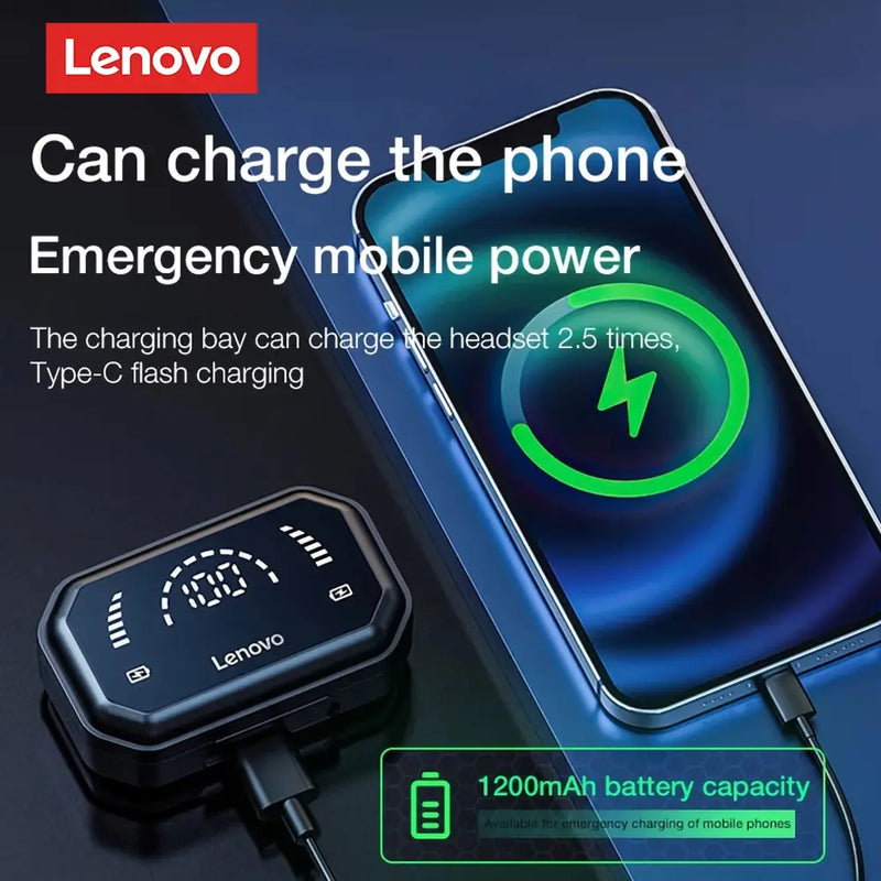 Lenovo-LP3 Pro fones de ouvido sem fio com display HIFI Bluetooth 5.0, bateria 1200mAh